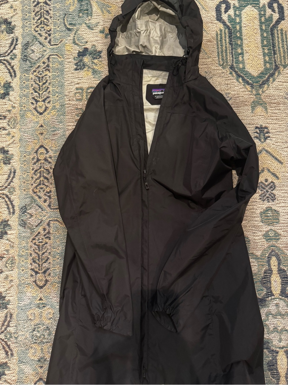Long Patagonia Women's Black Waterproof Hooded Jacket